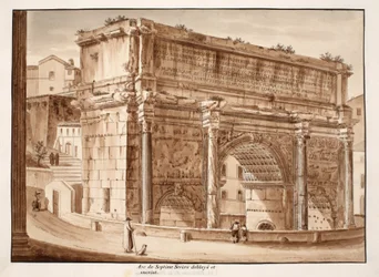 The Arch of Septimius Severus, Excavated and Surrounded by a Wall, 1833